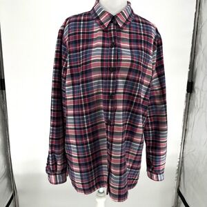 L.L.Bean Plaid Fleece Lined Flannel Shirt Jacket Size Large country preppy plaid